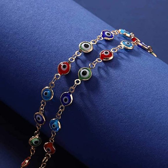 Boho Evil Eyes Choker Necklace Colorful Necklaces - Picture 3 of 4